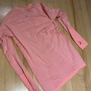 Pink Lululemon long sleeve running t